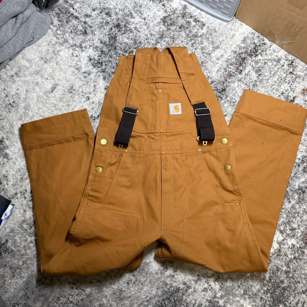 Carhartt Brown Duck Work Overalls Bib Pants